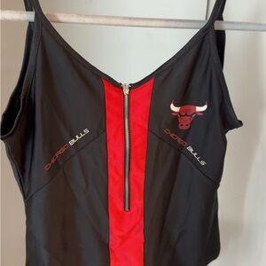 Black & Red Women's Bodysuit with Front Zip